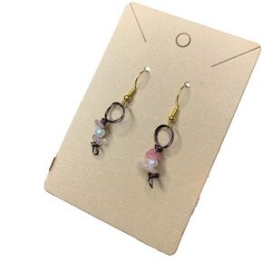 Pink pearl crystal earrings